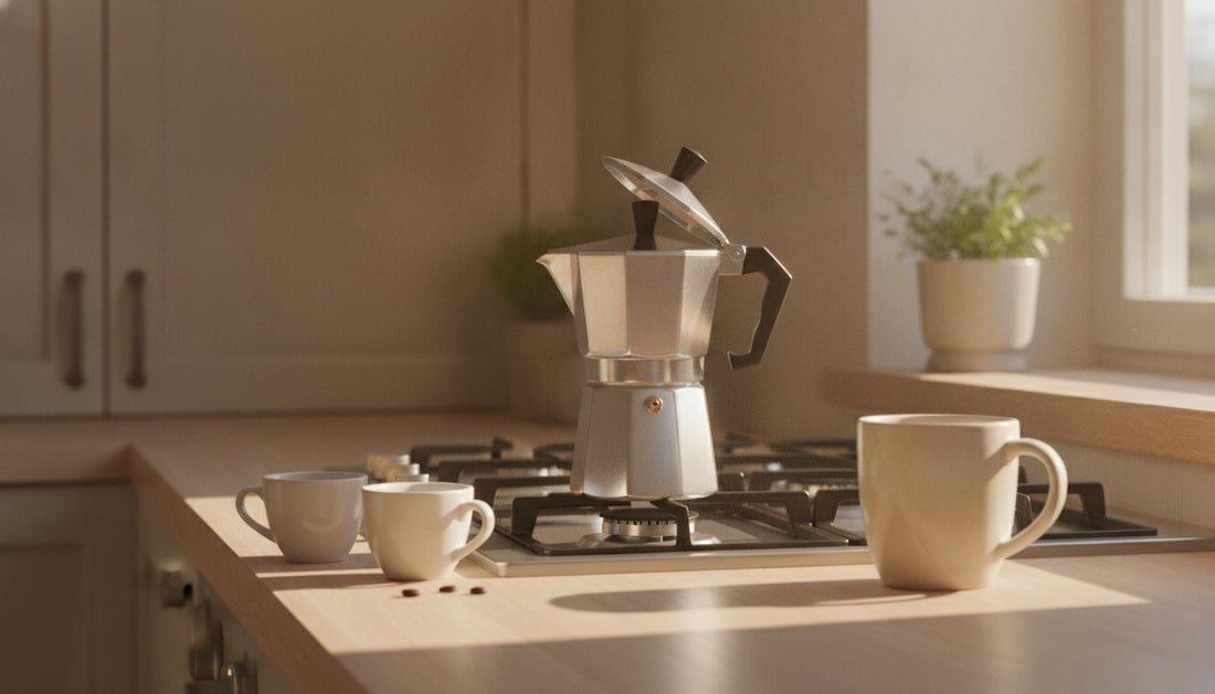A warm, inviting kitchen scene with morning light streaming in.