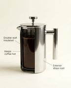 The Signature Stainless Steel French Press - double-wall insulation