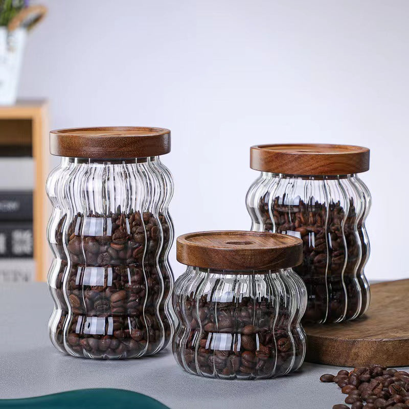 Ripple Glass Canister — Coffee Bean Storage