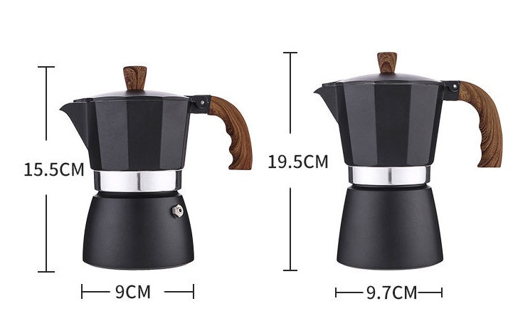 Bottega Wood-Handle Moka — anatomy detail