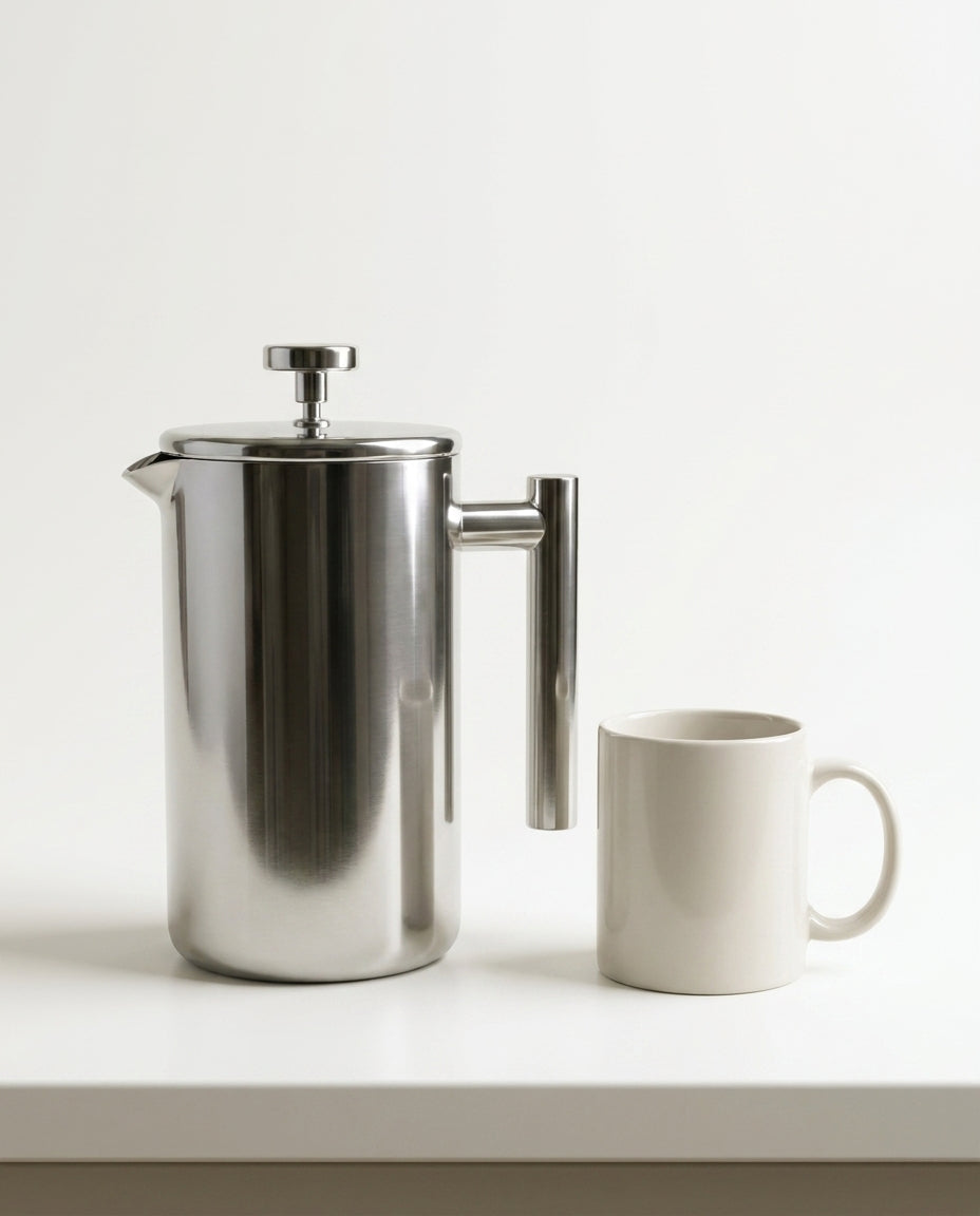 The Signature Stainless Steel French Press - size reference