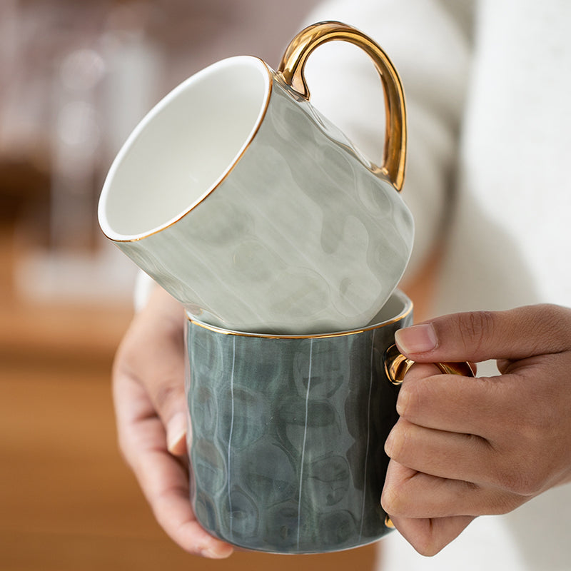 Studio Gold-Rim Mug — macro texture