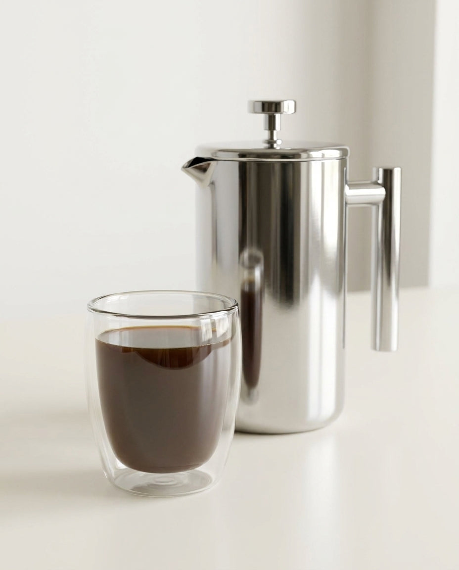 The Signature Stainless Steel French Press - clean full-bodied cup