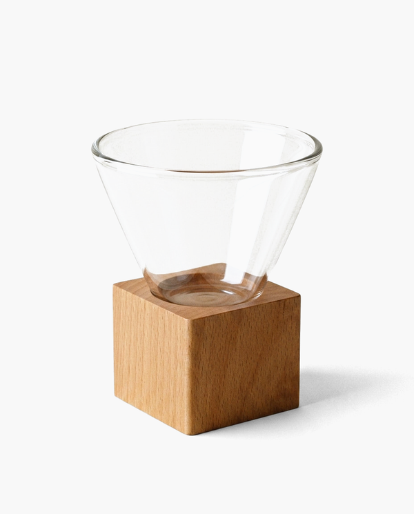Vaso de café Atelier de vidrio borosilicato con base de madera, 200 ml