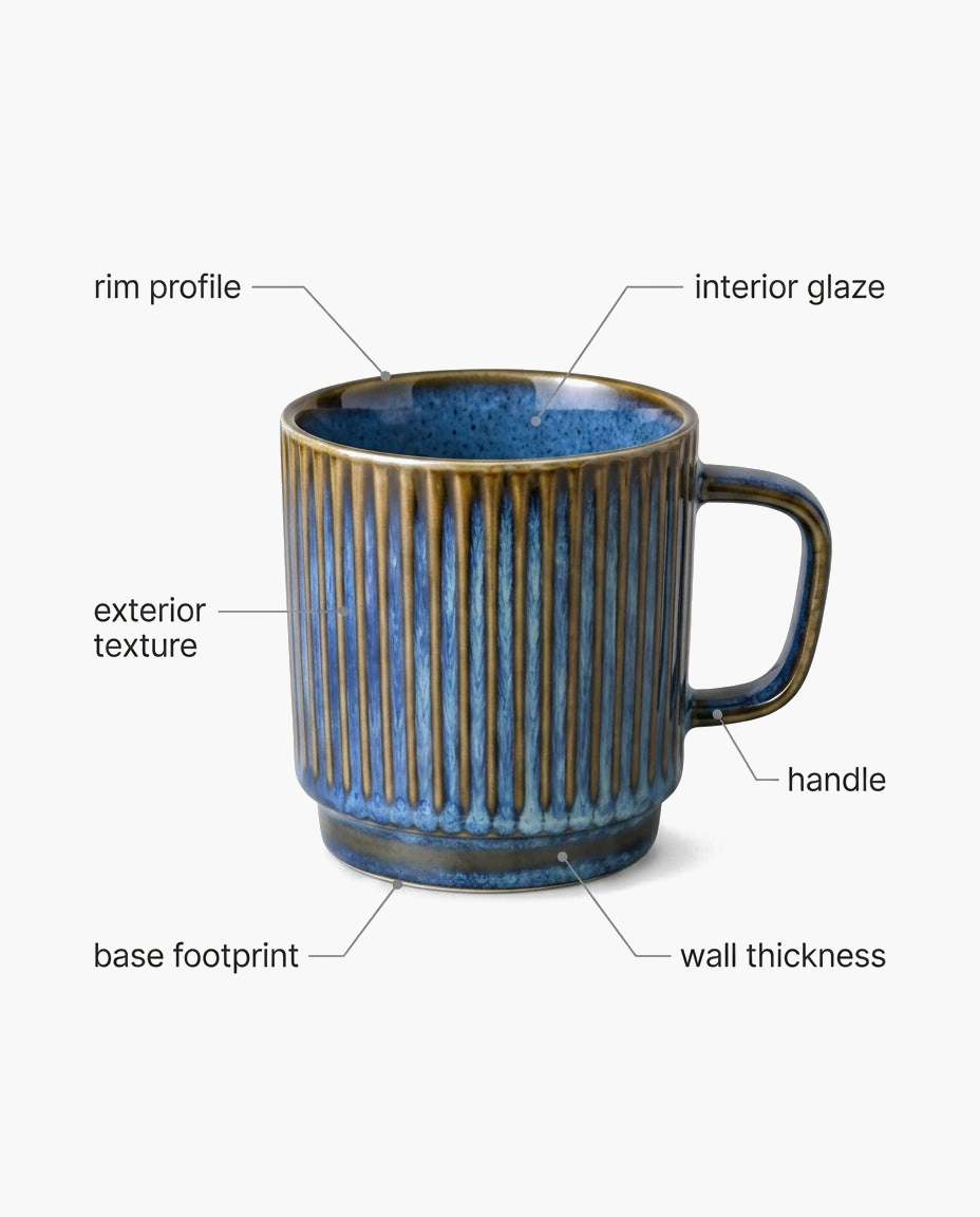 Atelier Fluted Mug, parts diagram