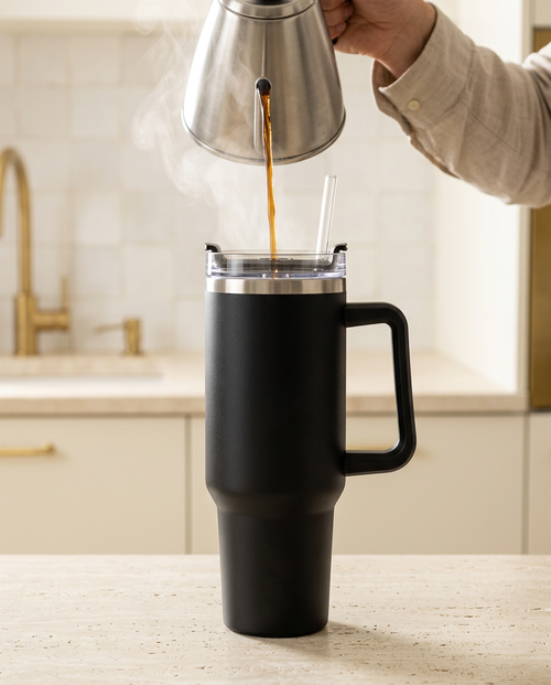 Atelier Steel Tumbler - action_steam_pour