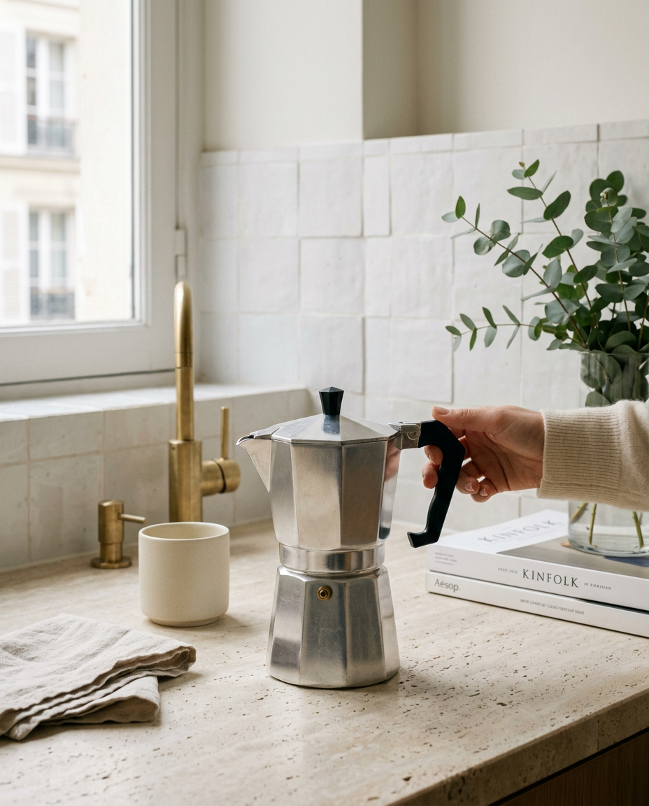 Atelier Stovetop Moka, 6-Cup — lifestyle_parisien