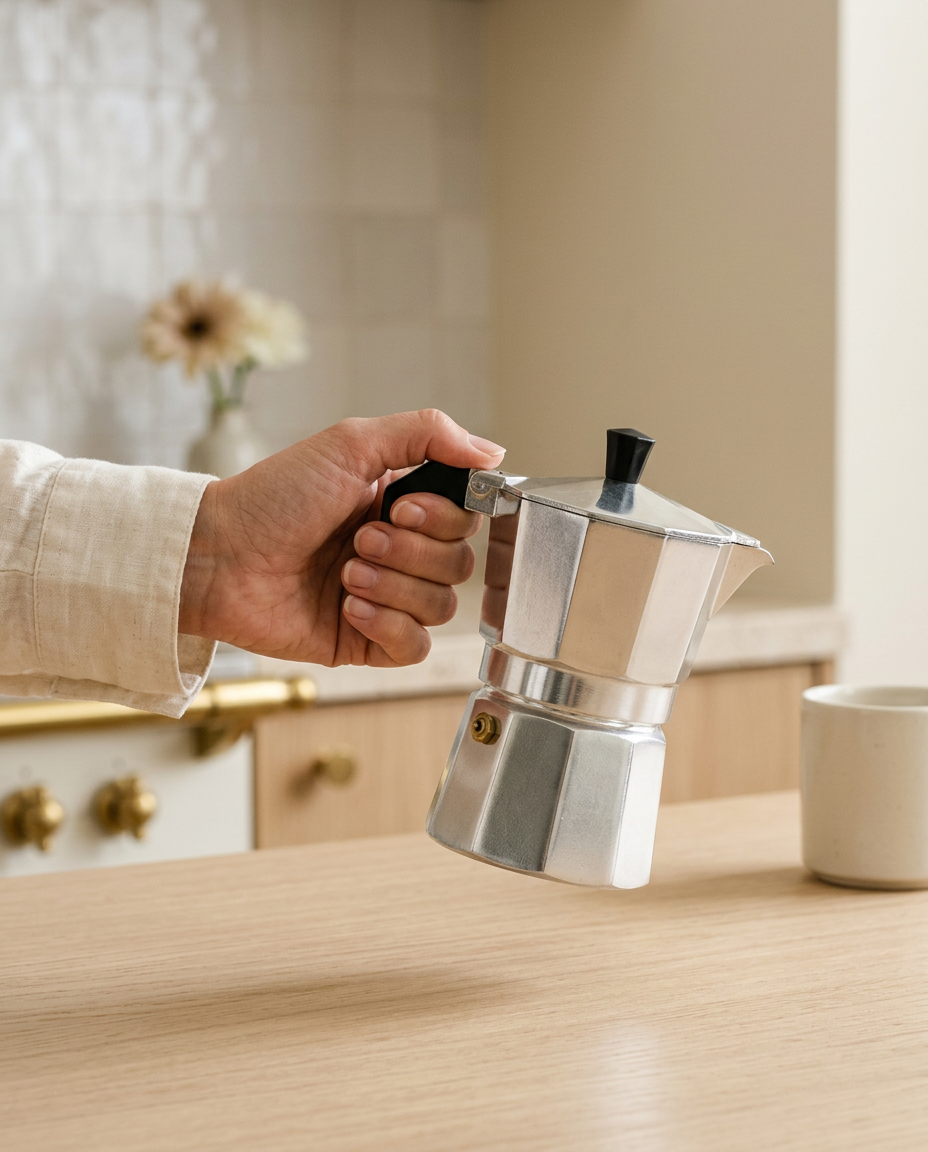 Atelier Stovetop Moka, 6-Cup — scale