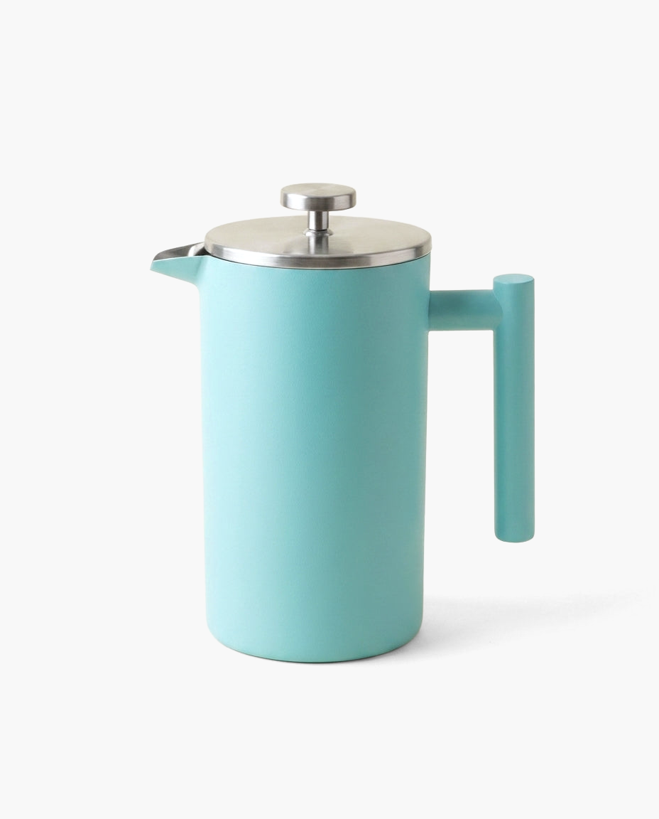Atelier Wood Press, stainless steel French press with wood handle, studio photo