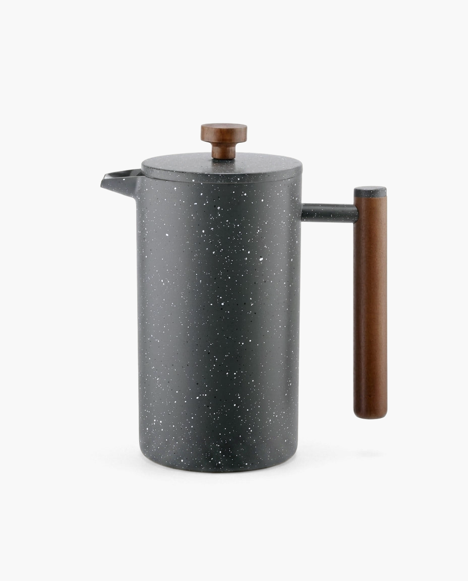 Atelier Wood Press, stainless steel French press with wood handle, graphite grey finish