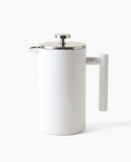 Atelier Wood Press, stainless steel French press with wood handle, matte white finish