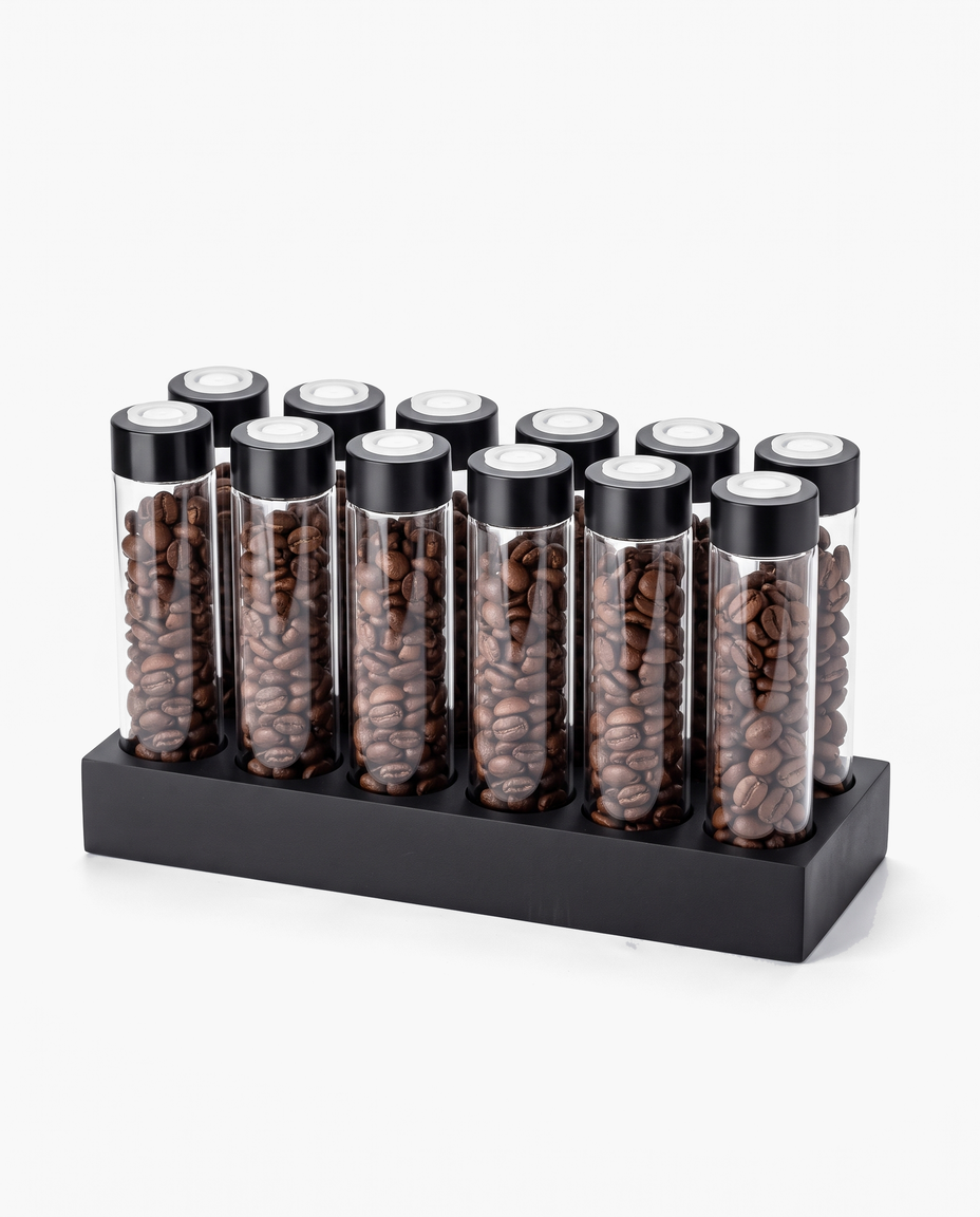 Bottega Bean Curator, 12-vial set, studio photo