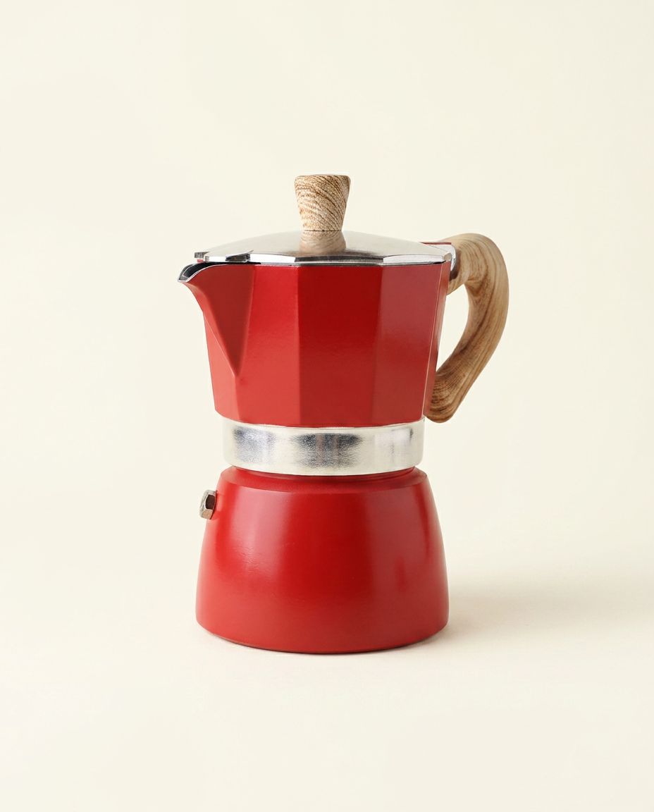 Bottega Wood-Handle Moka - hero_red
