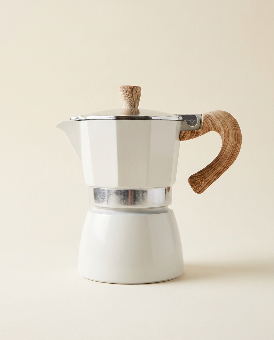 Bottega Wood-Handle Moka - hero_white