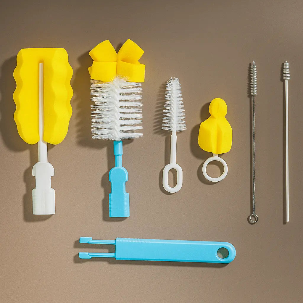 Complete cleaning kit for French press with brush and sponges