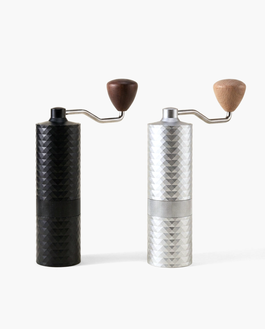 Diamond Manual Grinder, aluminum manual coffee grinder with steel burrs, finish options