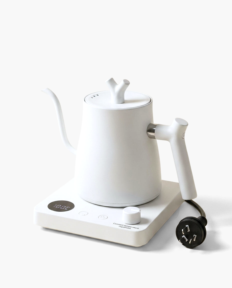 Editor's Gooseneck Kettle in White, studio photo