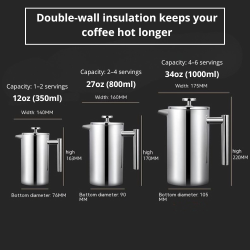 French press coffee maker inox premium 1L French Press & Co.