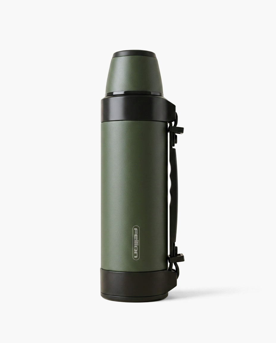 Heritage Travel Thermos in Green, studio photo