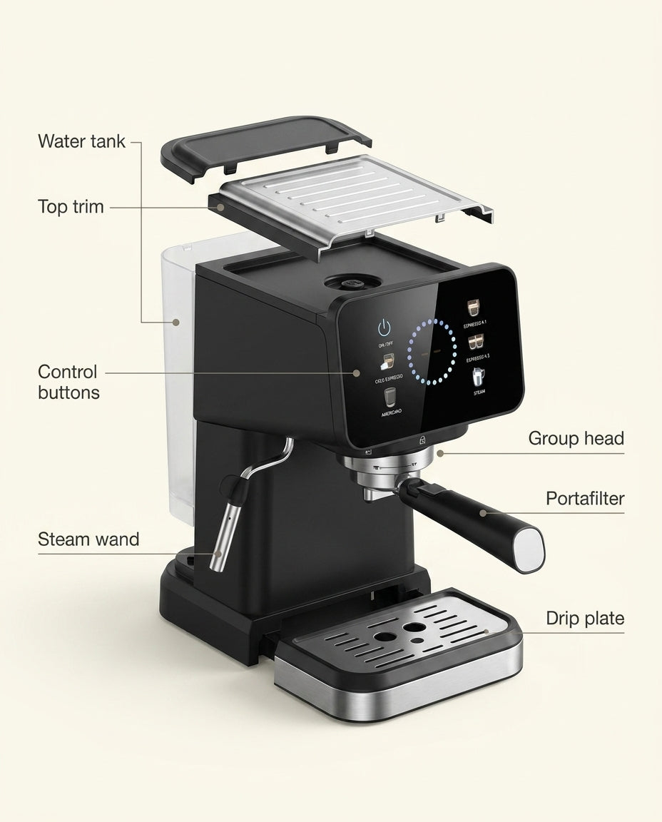 Le Maestro Auto Espresso - anatomy_schema