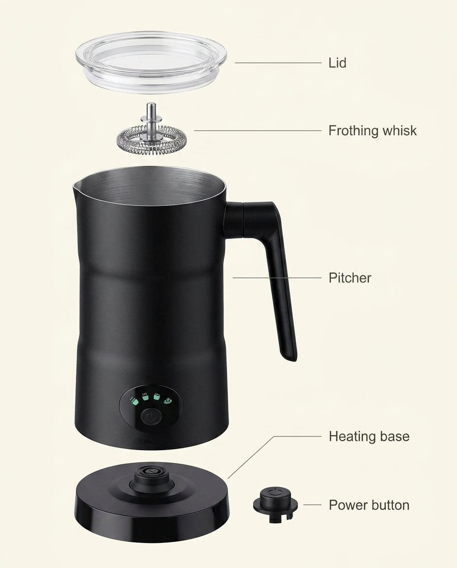 Le Maestro Milk Frother - anatomy_schema