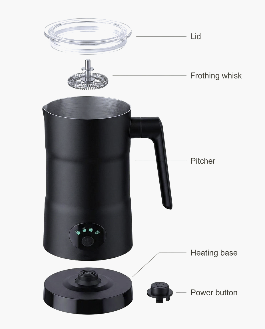 Le Maestro Milk Frother, parts diagram