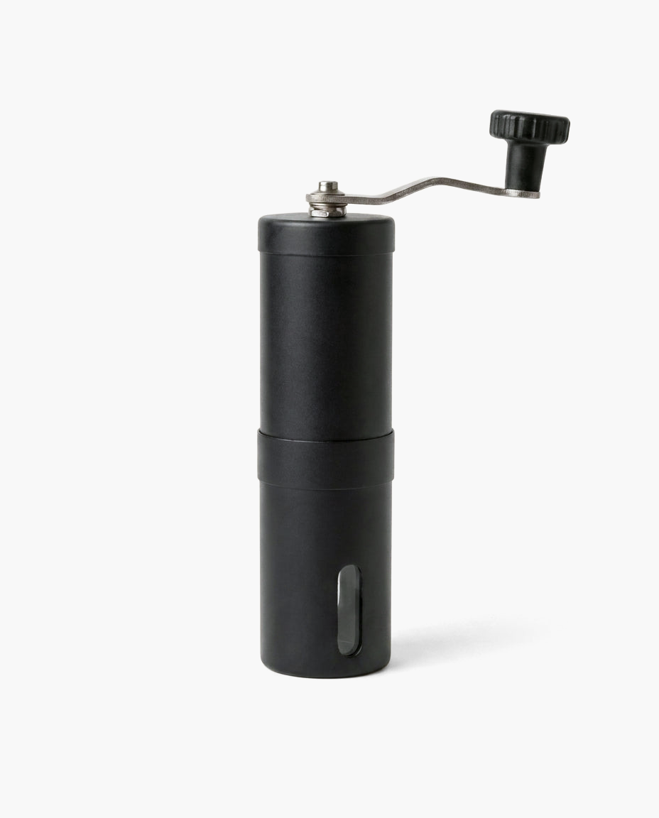 The Precision Manual Grinder in Brushed Black, studio photo