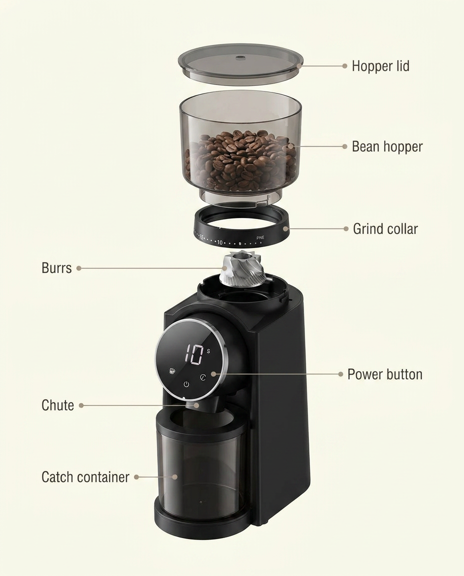 Pro Burr Grinder - anatomy_schema