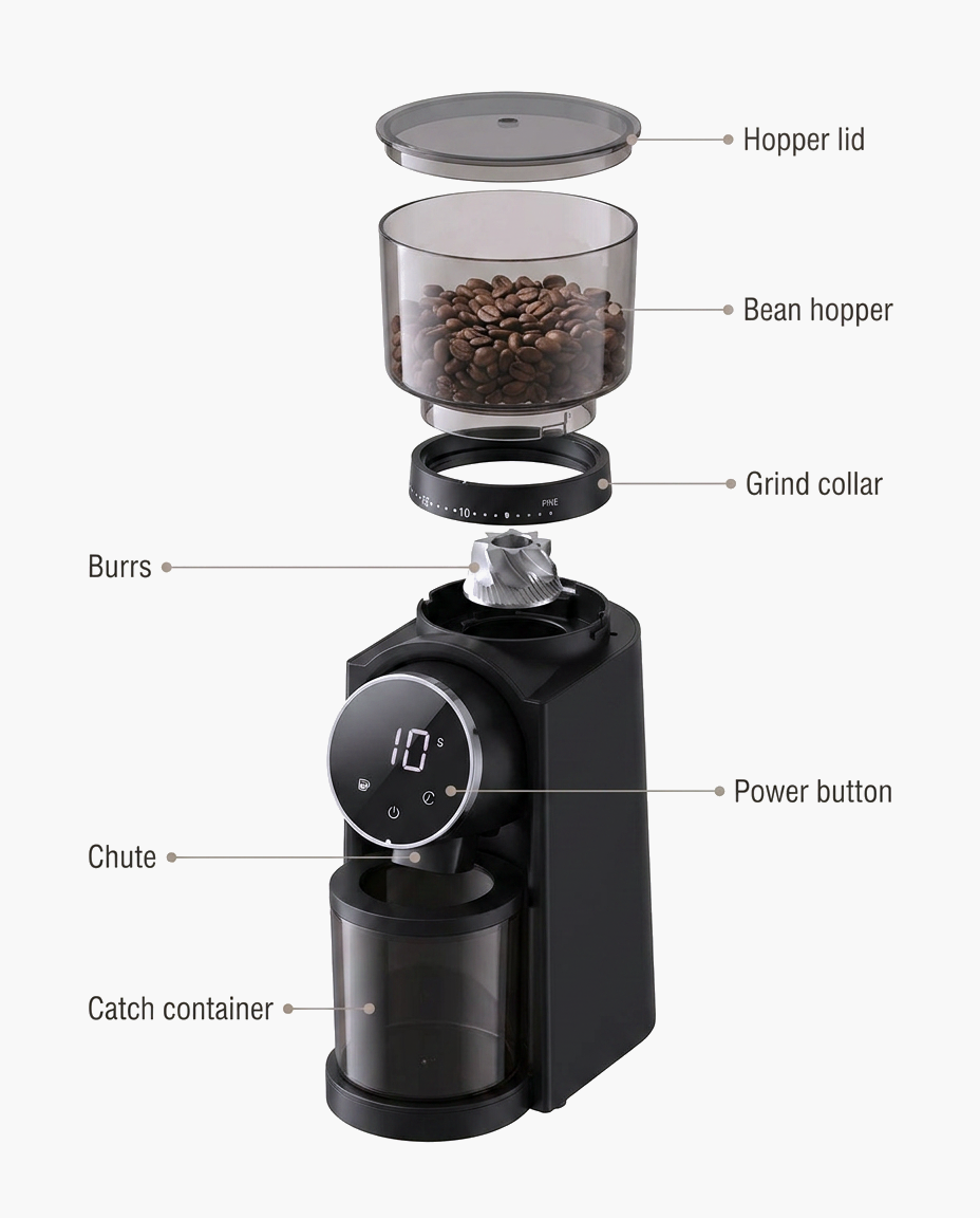 Pro Burr Grinder, parts diagram