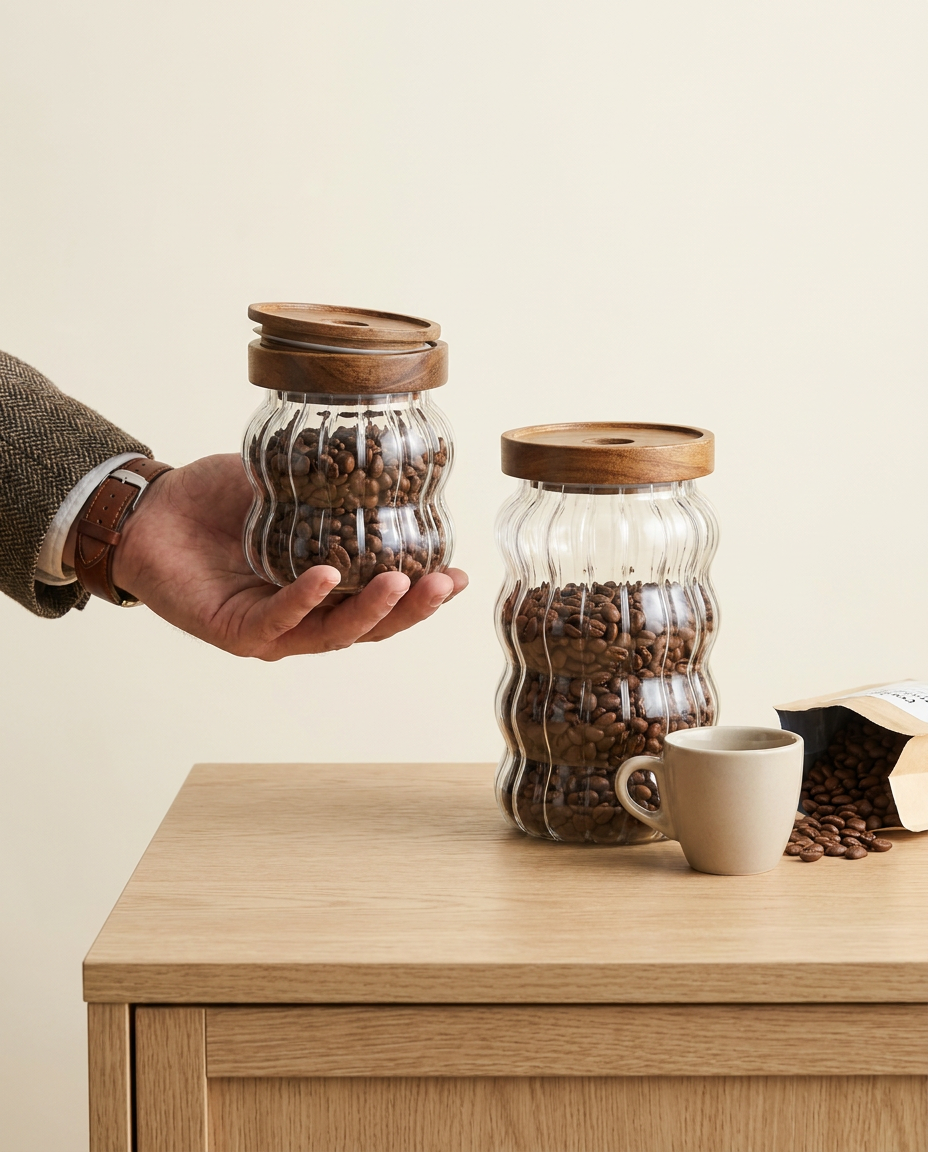 Ripple Glass Canister - scale