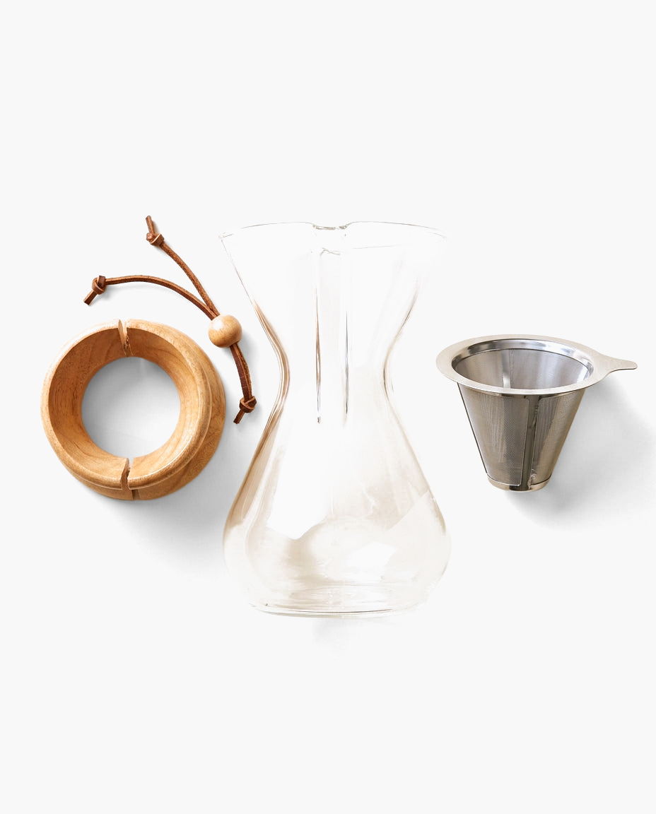 Slow Glass Carafe, glass pour over carafe with steel mesh filter, what's in the box