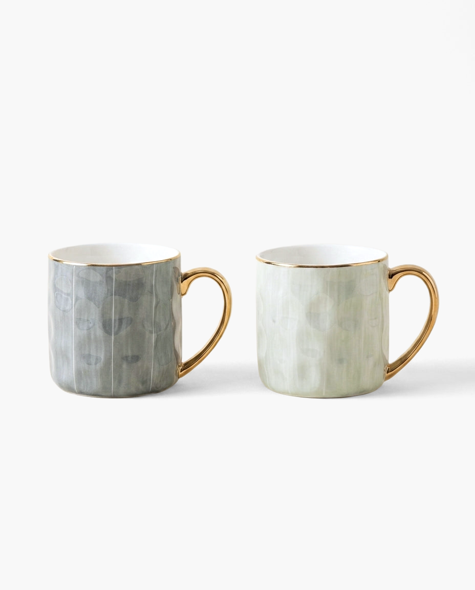 Studio Gold-Rim Mug, all colors side by side