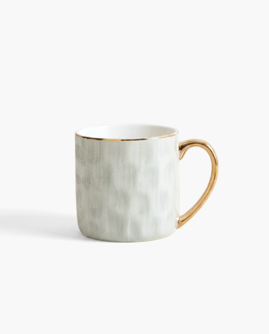Studio Gold-Rim Mug in Green, studio photo
