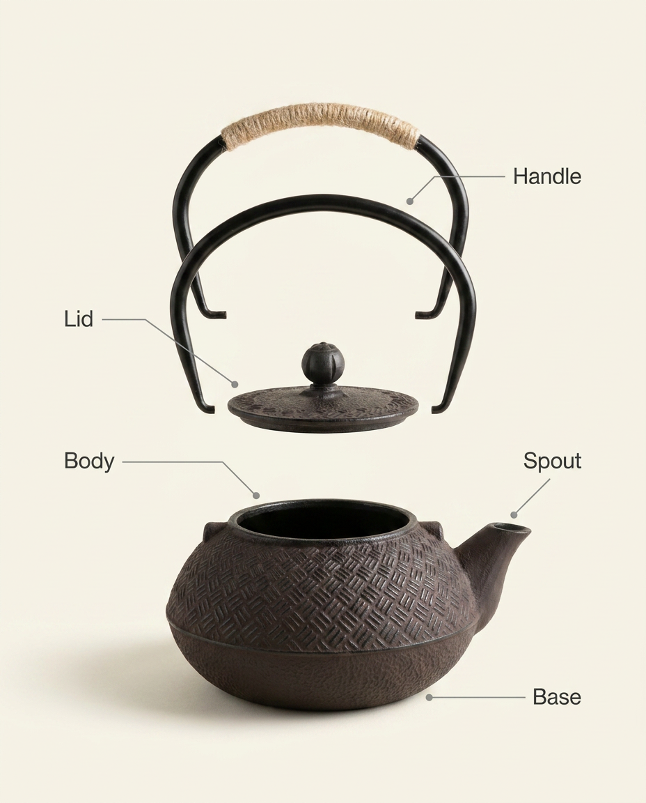 Tetsuki Cast Iron Teapot - anatomy_schema