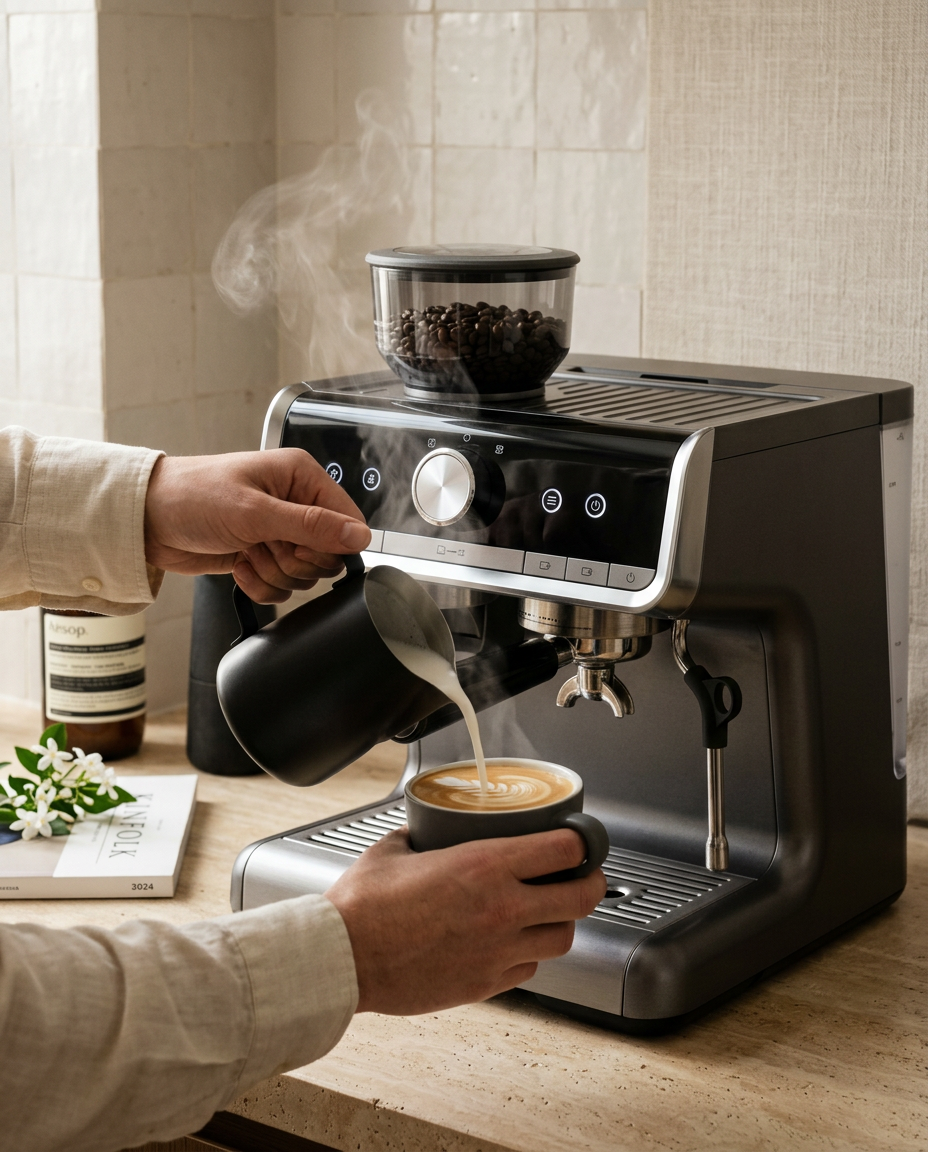 Le Modèle II Espresso — action_steam_pour