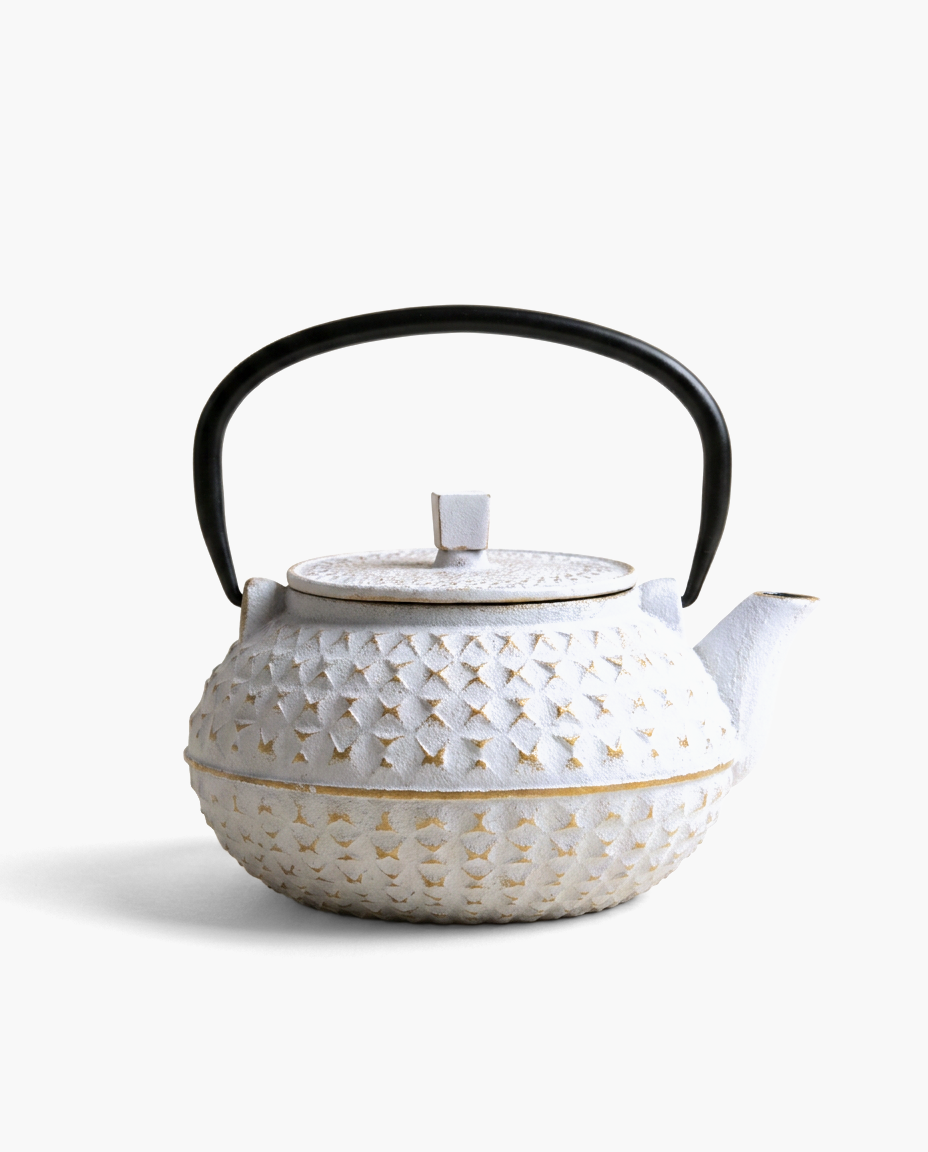 Toscana Cast Iron Kettle in 34 oz White, studio photo