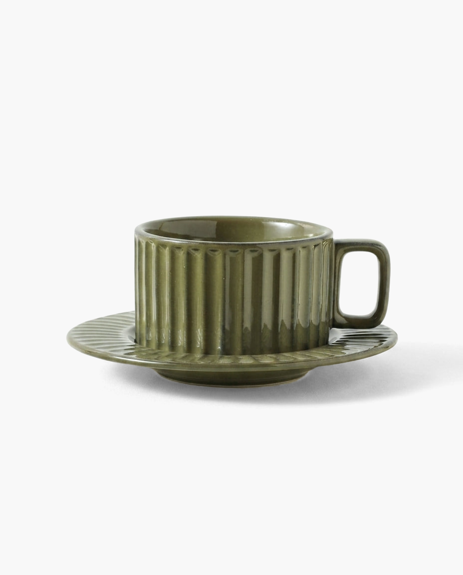 Vestige Kiln-Shift Mug in Lake Water Green, studio photo