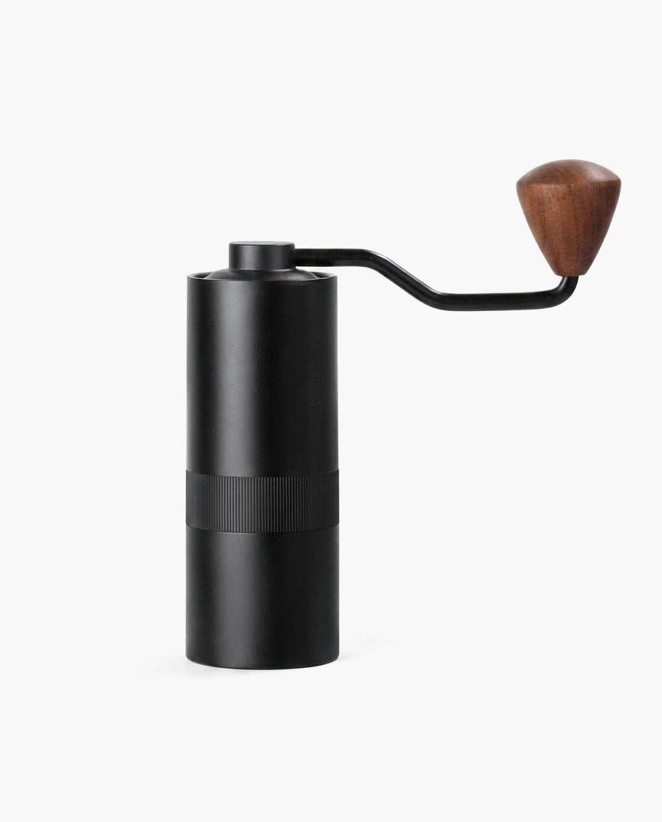Voyager Hand Grinder, portable metal hand coffee grinder, studio photo