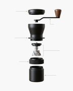 Voyager Hand Grinder, portable metal hand coffee grinder, parts diagram