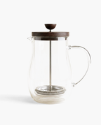 Walnut Glass Press, double-wall glass French press with rosewood lid, studio photo